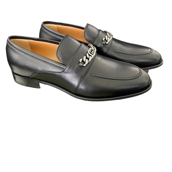 GUCCI Men's Chain Calf Black Leather Loafer, 739774, Gucci 11 - Picture 6 of 16